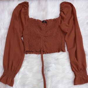 Women's Rust Smocked Top